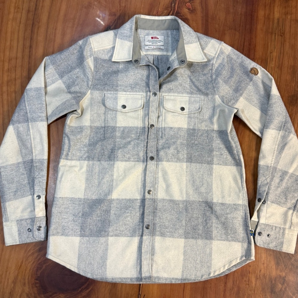 Fjallraven Canada Women's Shirt Small Wool Snap Plaid Outdoor Comfort fit SS17